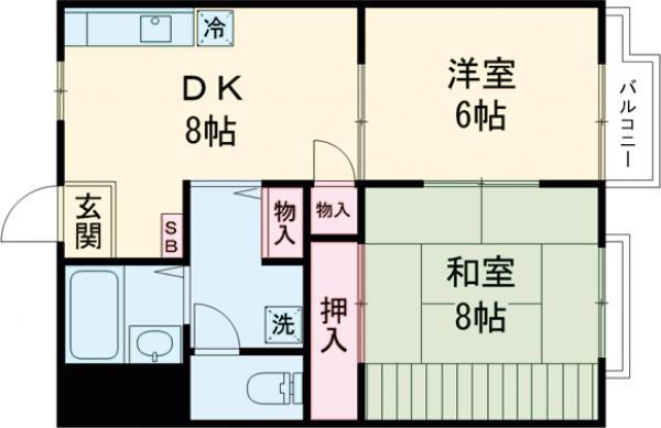 ドエル立石(2DK/2階)の間取り写真