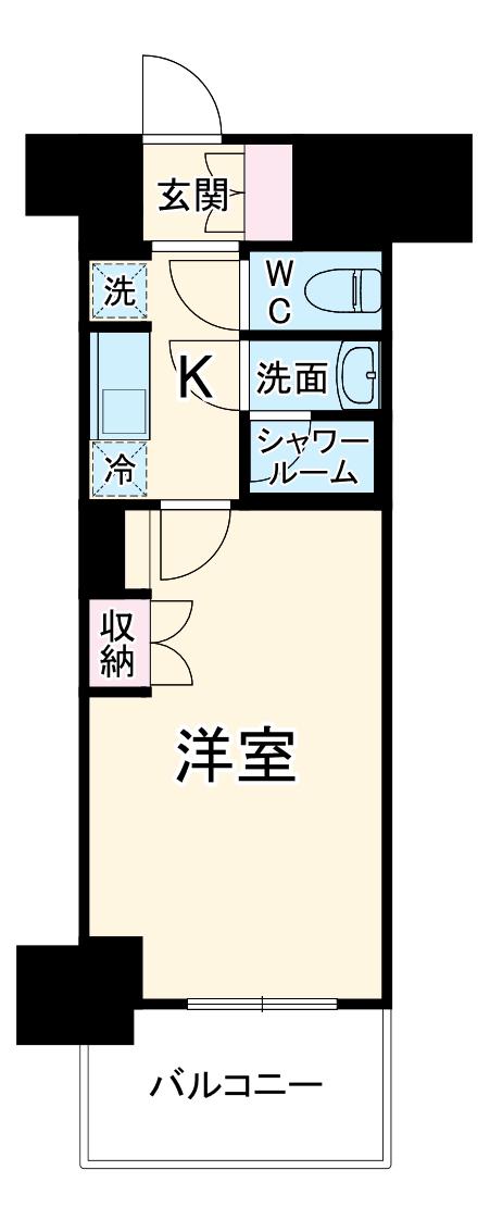 ザ・パークハビオ谷町六丁目テラス(1K/12階)の間取り写真