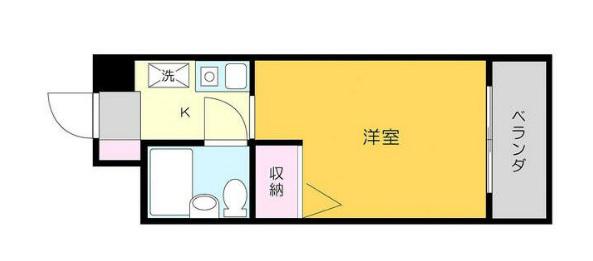ロザール東千葉(1K/6階)の間取り写真
