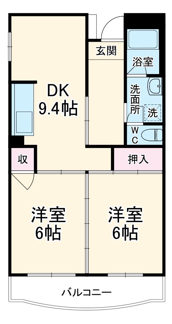 若尾山ハイツ(2DK/4階)の間取り写真