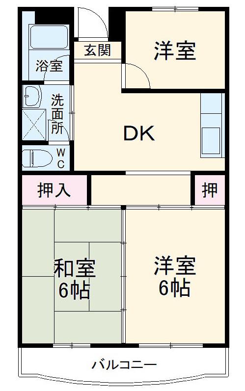 若尾山ハイツ(3DK/2階)の間取り写真