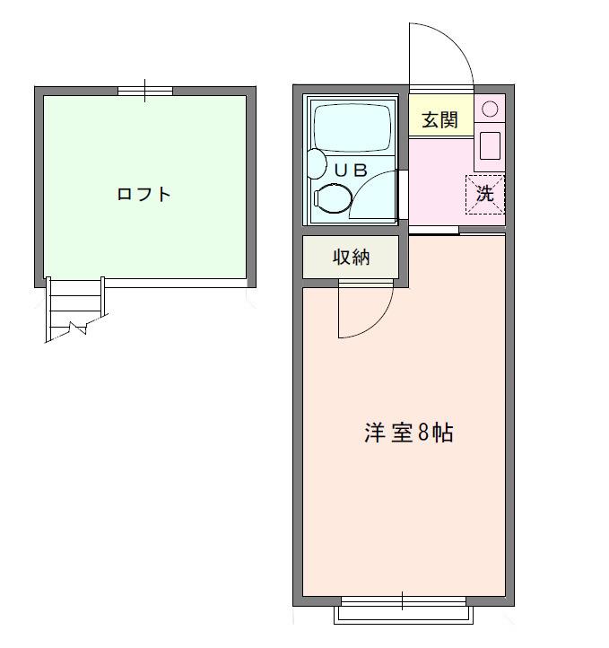サンセール陽光A(1K/2階)の間取り写真