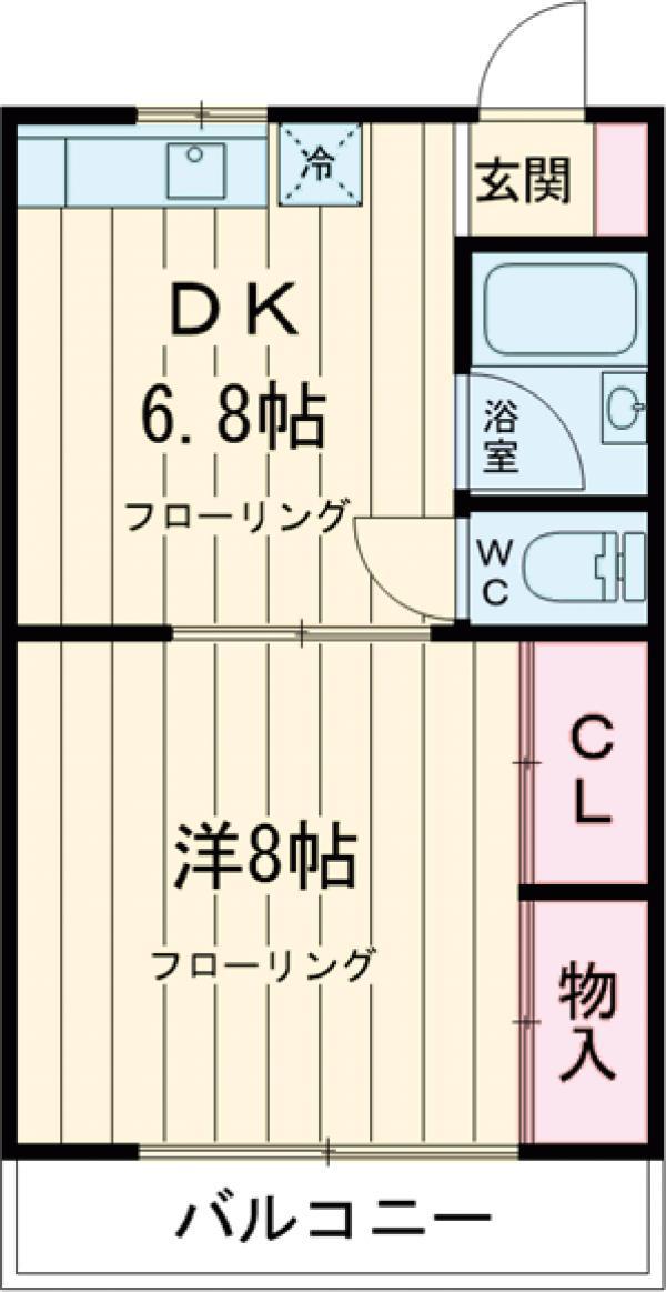 コーポタキ(1DK/2階)の間取り写真