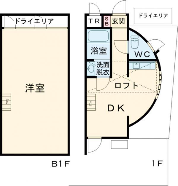 アスフォート(1LDK/1階)の間取り写真