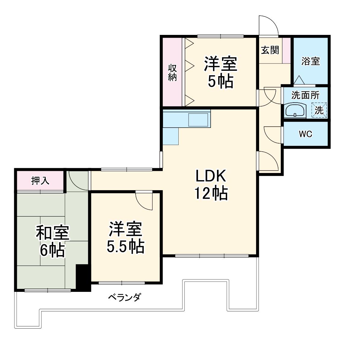 セゾン宮木(3LDK/3階)の間取り写真