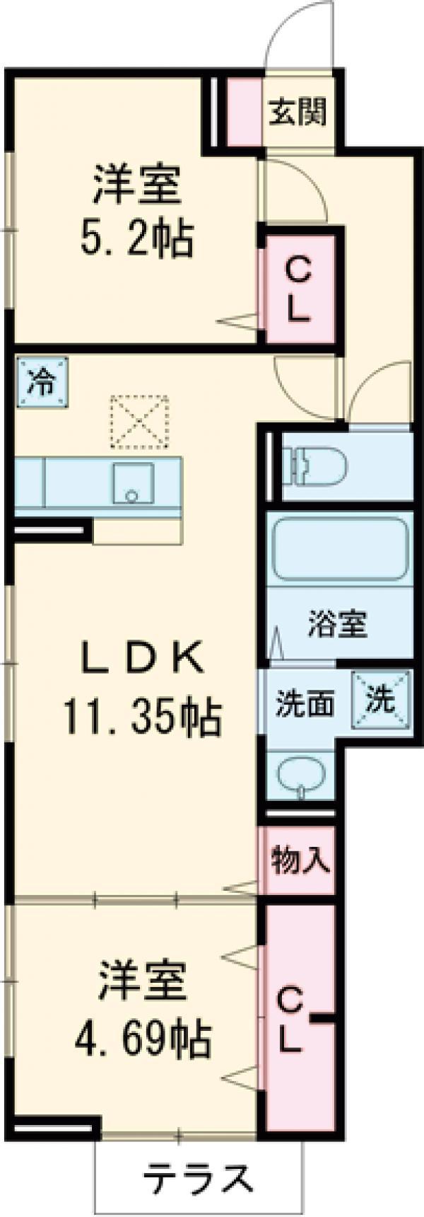 セレスティア瑞江Ⅱ(2LDK/3階)の間取り写真
