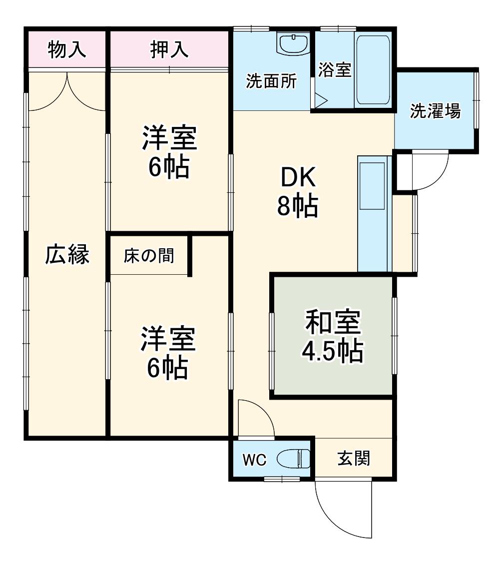 東海道本線 岐阜駅 バス乗車時間:35分 大洞つくし公園前バス停で下車 徒歩4分 1階建 築57年(3DK)の間取り写真