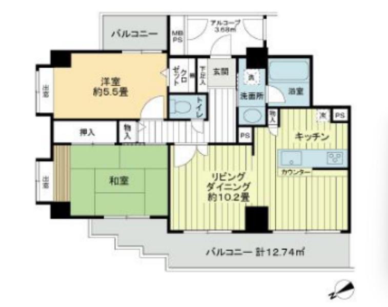 ライオンズガーデン尾山台(2LDK/3階)の間取り写真