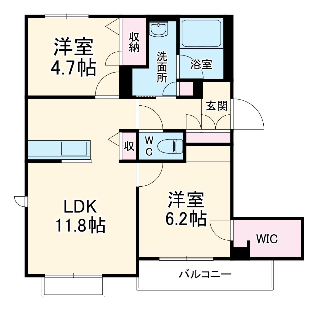 コート辻堂(2LDK/3階)の間取り写真