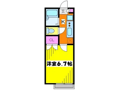 リューデスハイムⅡ(1K/1階)の間取り写真