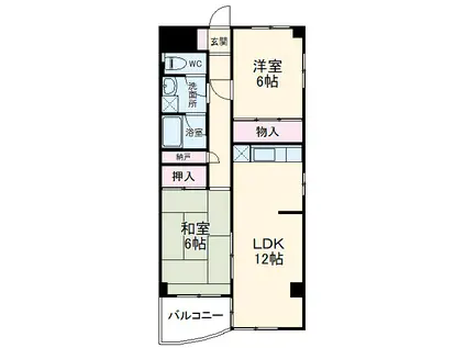 ベルウイング幕張(2LDK/3階)の間取り写真