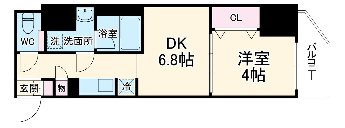 ファーストフィオーレ東梅田(1DK/6階)の間取り写真