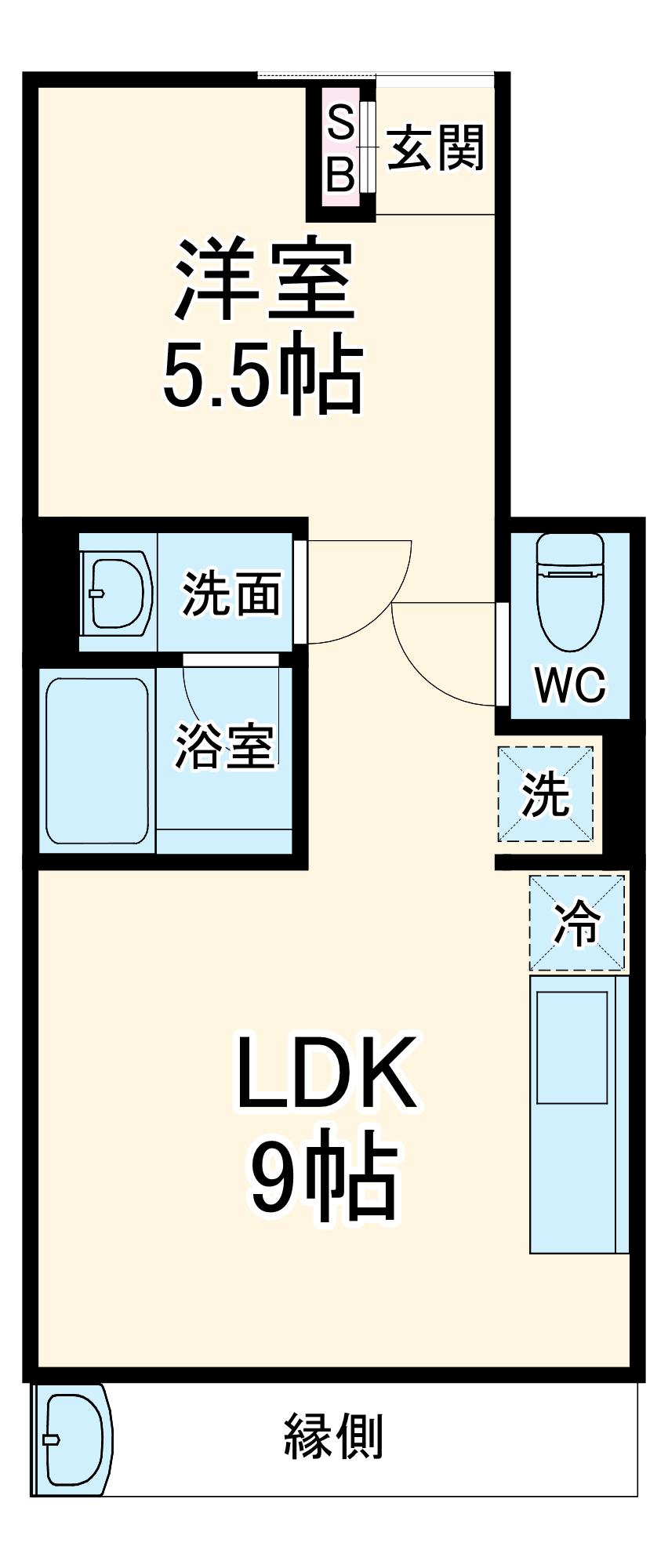 THE ORCHARD YAHATA C棟(1LDK/1階)の間取り写真