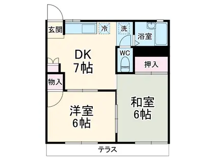 スクエア津田沼Ⅰ(2DK/1階)の間取り写真