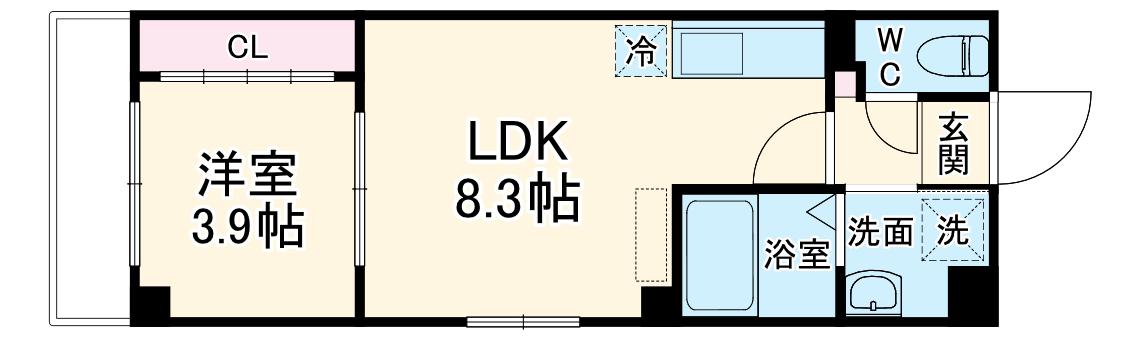 ARCA豊中曽根(1LDK/2階)の間取り写真