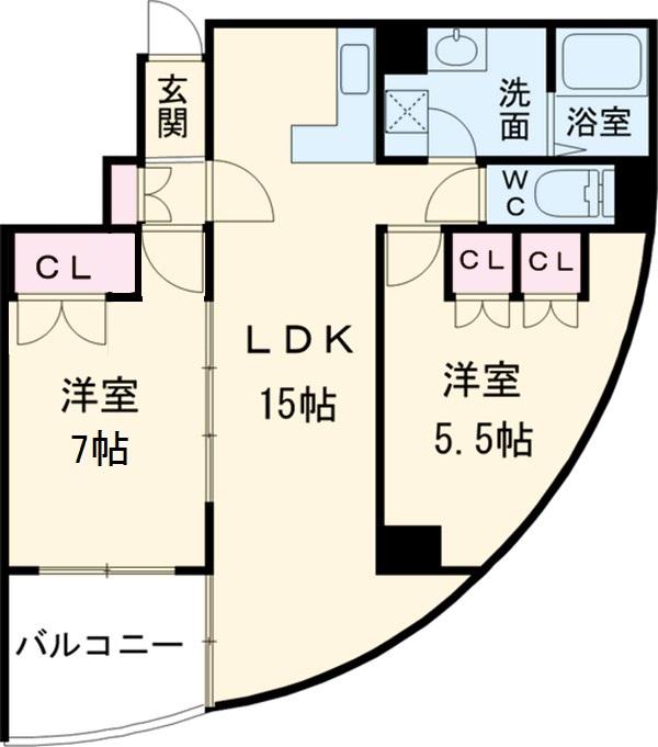 クリスタルタワー(2LDK/3階)の間取り写真
