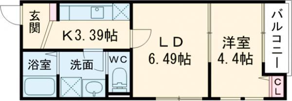 立川セイワレジデンス3(1LDK/1階)の間取り写真