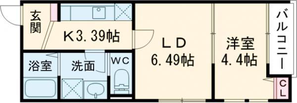 立川セイワレジデンス3(1LDK/1階)の間取り写真