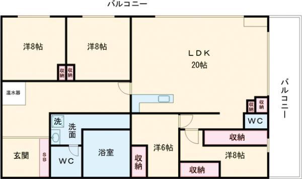 ファミール六本木(3LDK/2階)の間取り写真