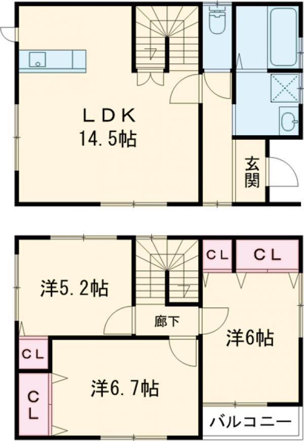 高崎線 倉賀野駅 徒歩22分 2階建 築1年(3LDK)の間取り写真