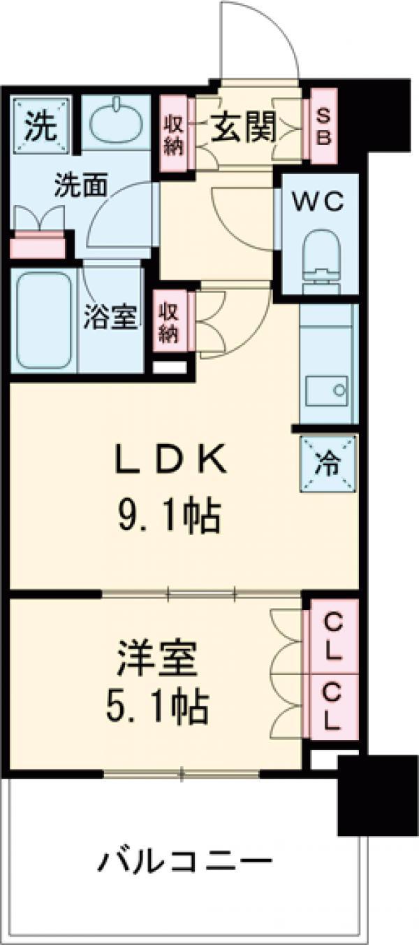 パークシティ中野ザタワー エアーズ(1LDK/8階)の間取り写真