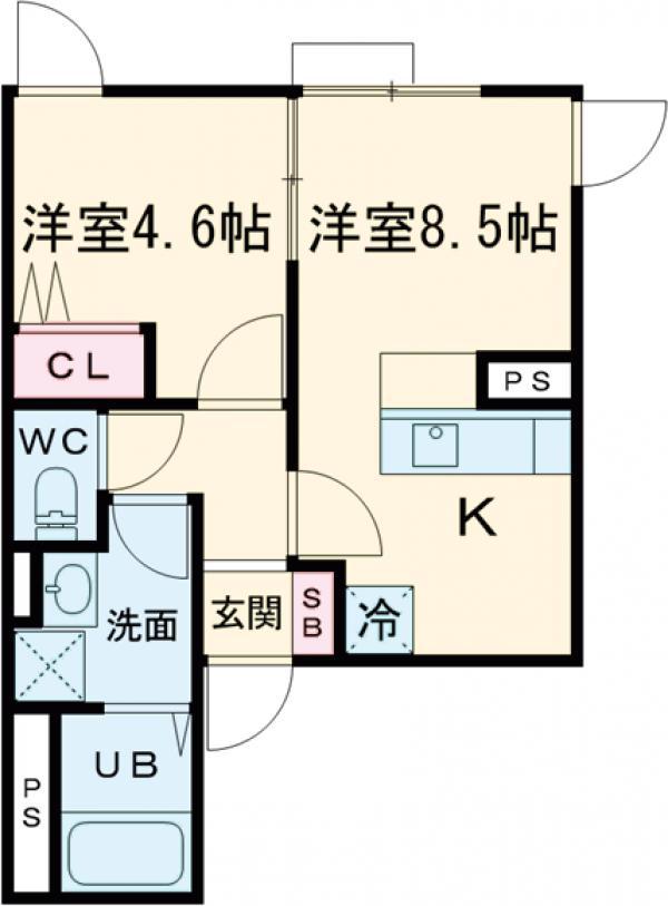 イクシオ南台(1LDK/1階)の間取り写真