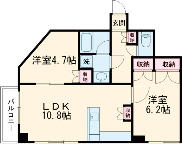 ドマーニ田端(2LDK/9階)の間取り写真