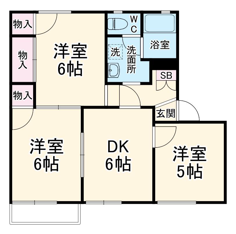 ヴィラロイヤル上福岡(3DK/1階)の間取り写真