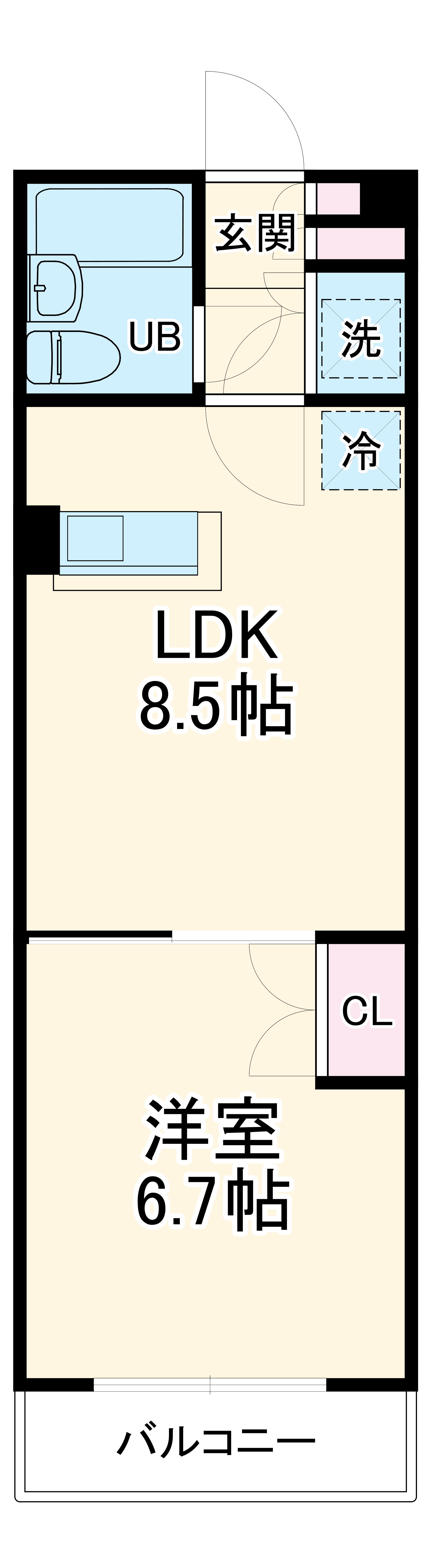ローズマンションA15番館(1LDK/3階)の間取り写真