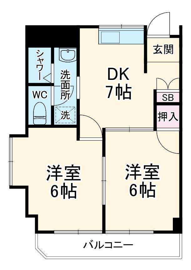 シマヤビル(2DK/3階)の間取り写真