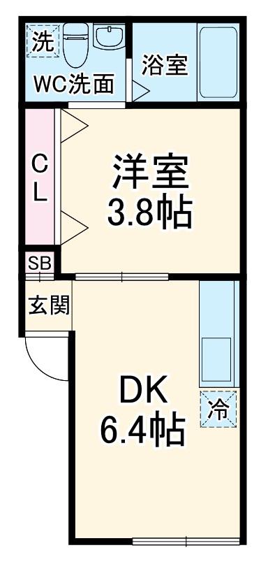 シエル東戸塚(1DK/1階)の間取り写真