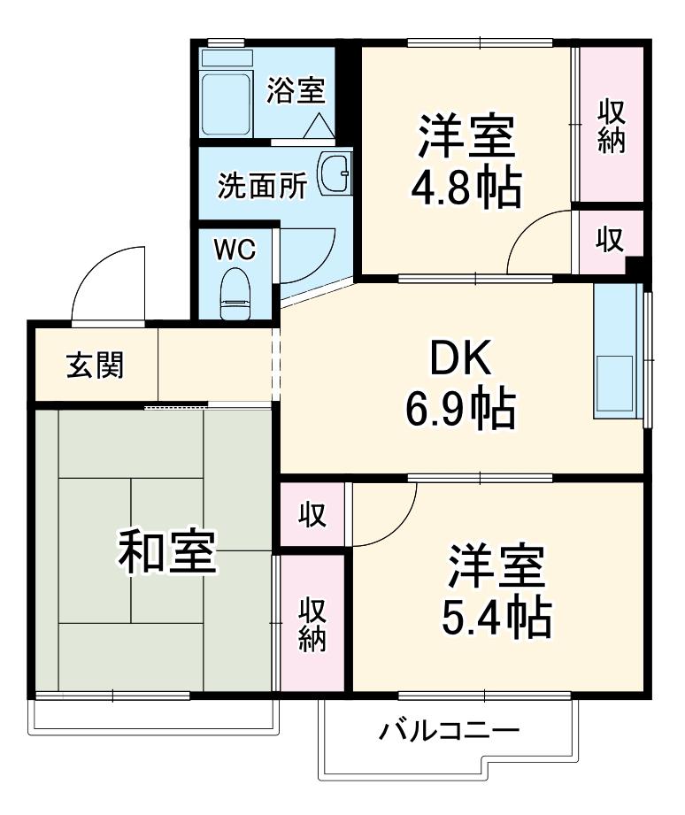 FILL IN 2(3DK/2階)の間取り写真