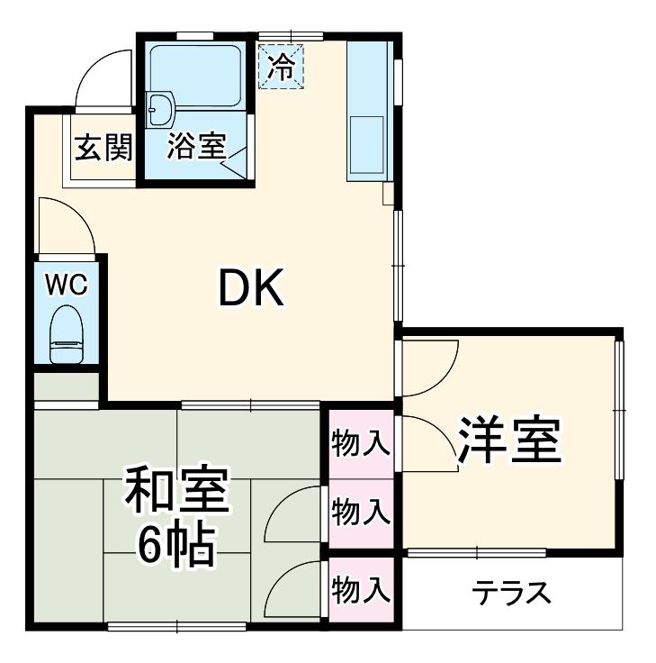 キャッスルカームヒルズ(2DK/1階)の間取り写真