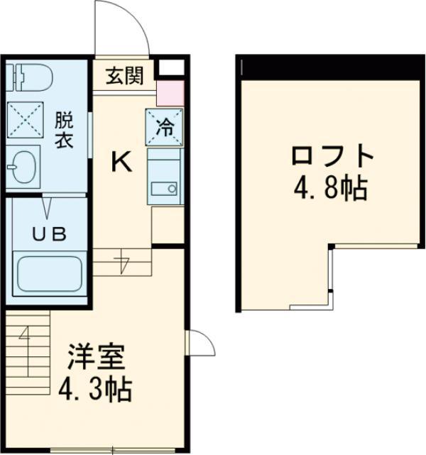 ハーモニーテラス東小岩Ⅲ(1K/2階)の間取り写真