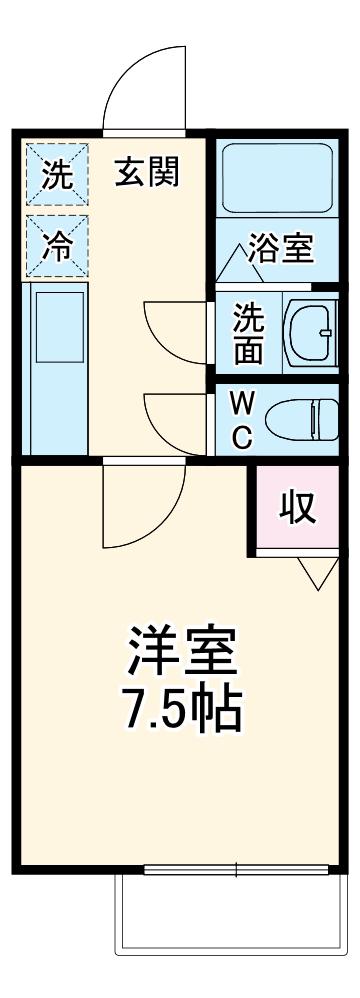 フラッティ四条大宮Ⅱ(1K/1階)の間取り写真