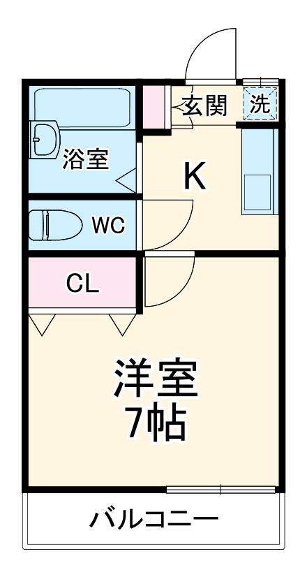 三立ハイツⅢ(1K/2階)の間取り写真