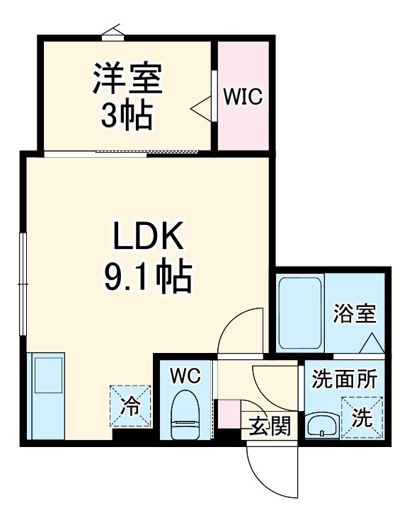 KEIAI RESIDENCE 元山Ⅰ(1LDK/3階)の間取り写真