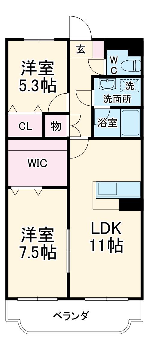 キアーヴェ(2LDK/1階)の間取り写真