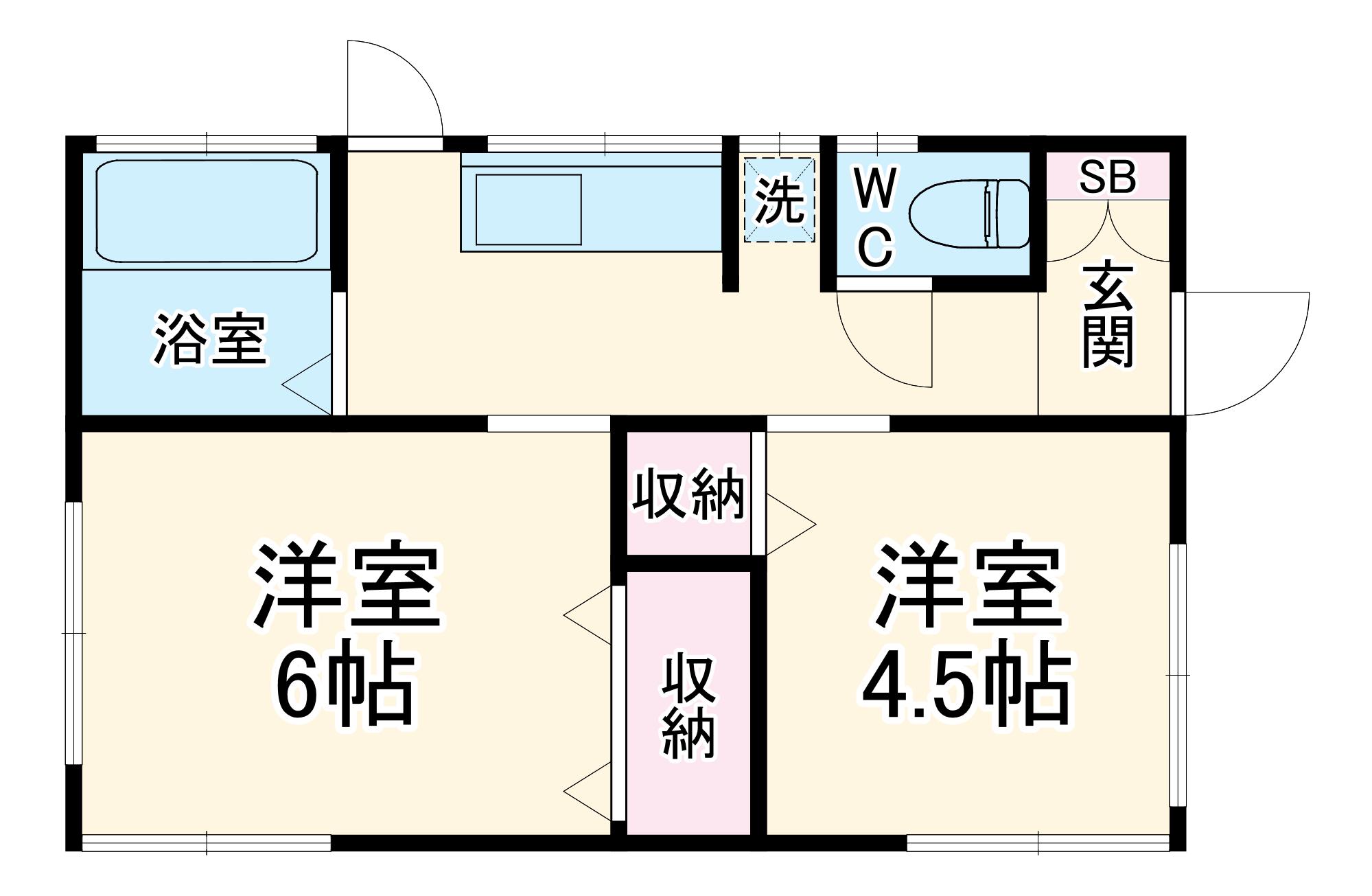 小田急電鉄小田原線 本厚木駅 徒歩48分 1階建 築55年(2K)の間取り写真