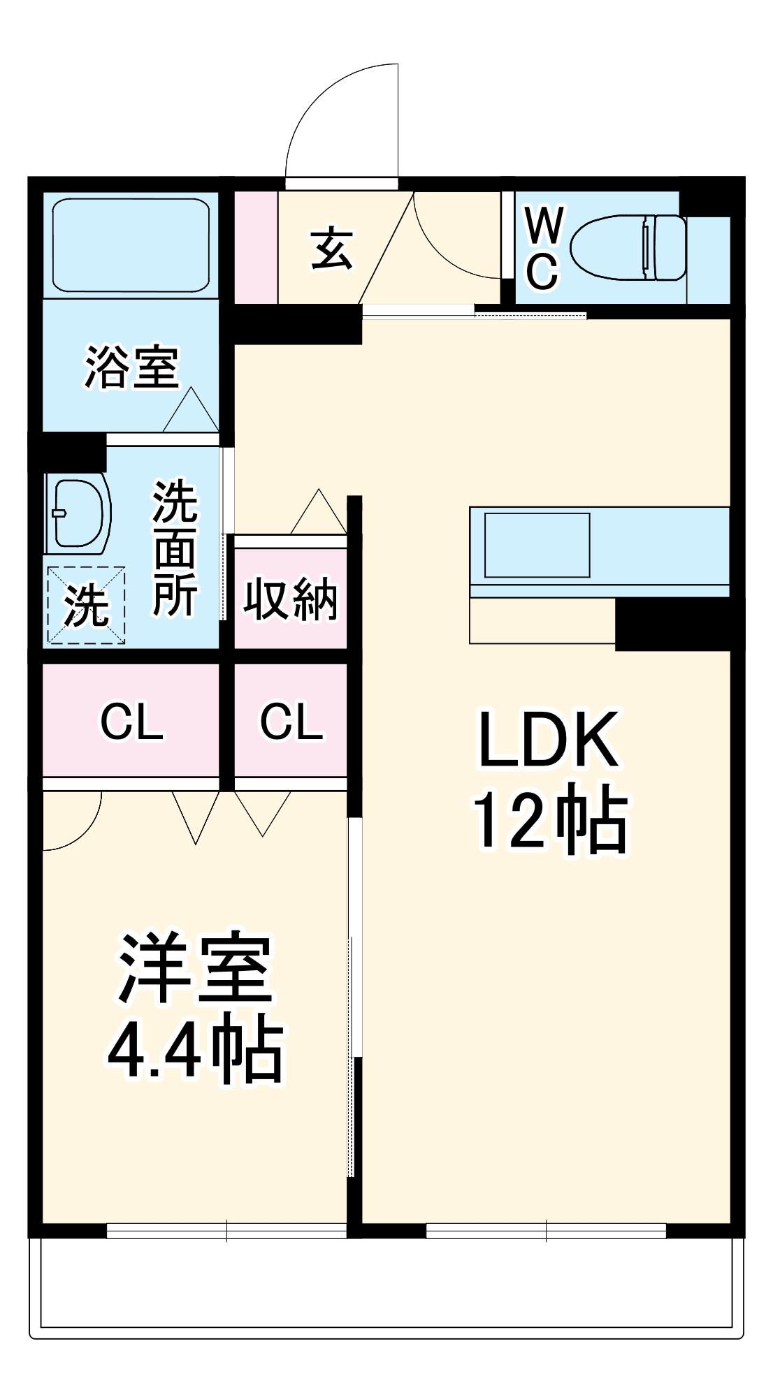 プレジドール市金(1LDK/2階)の間取り写真