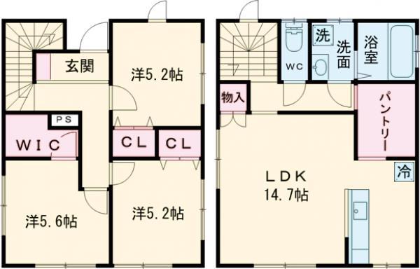 両毛線 前橋駅 徒歩20分 2階建 築1年(3LDK)の間取り写真