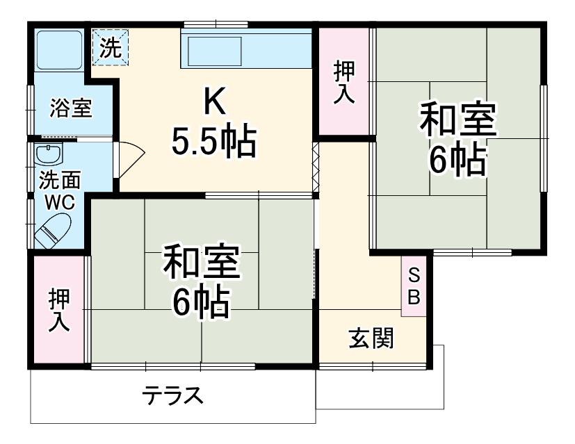 東海道本線 豊田町駅 徒歩21分 1階建 築54年(2DK)の間取り写真