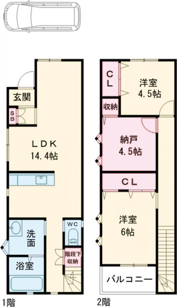 京都市烏丸線 北大路駅 徒歩15分 2階建 築1年(3LDK)の間取り写真
