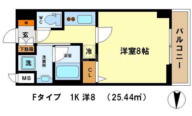 アスヴェル京都堀川高辻(1K/8階)の間取り写真