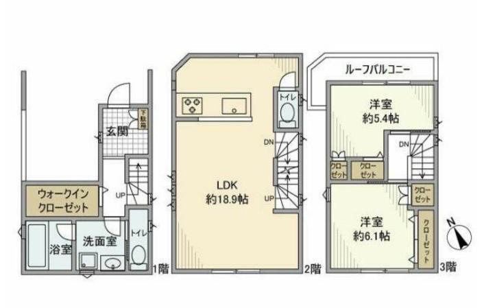 東急目黒線 武蔵小山駅 徒歩5分 3階建 築6年(2LDK)の間取り写真