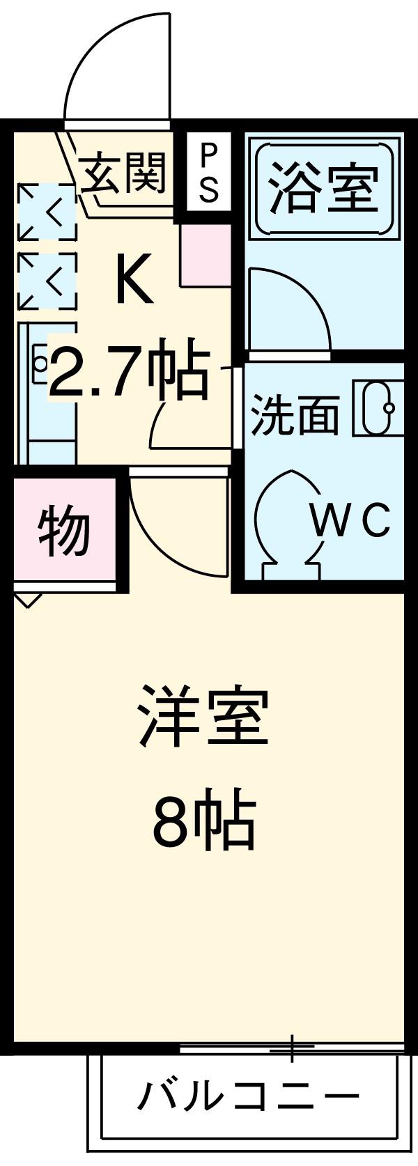 アーベル(1K/2階)の間取り写真