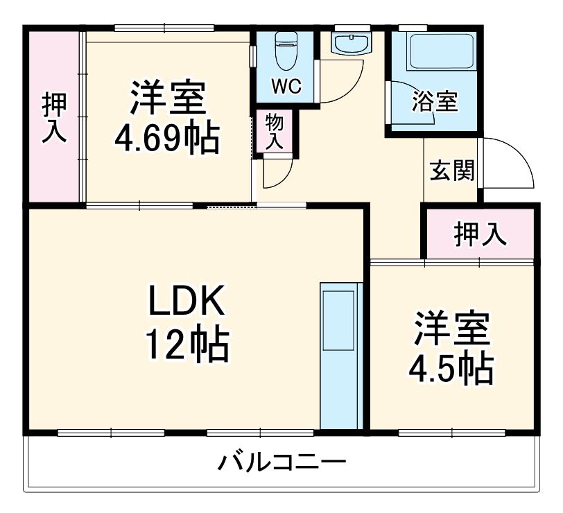 牧の原団地(2LDK/5階)の間取り写真