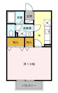 リバーシティ(1K/2階)の間取り写真