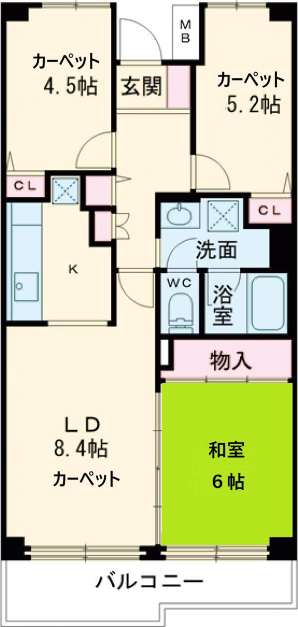 中葛西スカイハイツ(3LDK/10階)の間取り写真