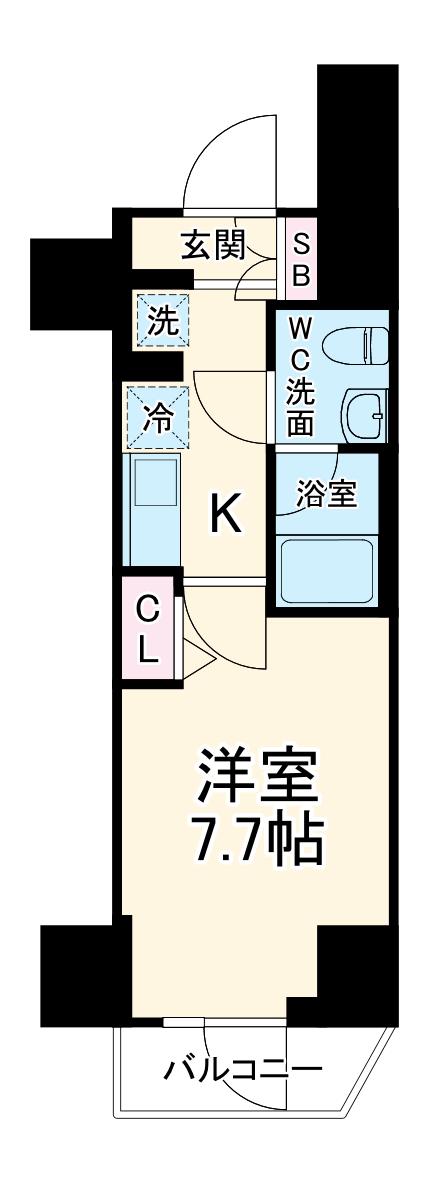 GENOVIA川崎3(1K/11階)の間取り写真